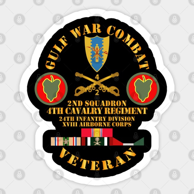 Gulf War Combat Cavalry Vet w  2nd Squadron - 4th Cav - 24th ID - XVIII ABN Corps Sticker by twix123844